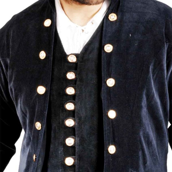 Pirates Captain De Lisle Black Velvet Coat