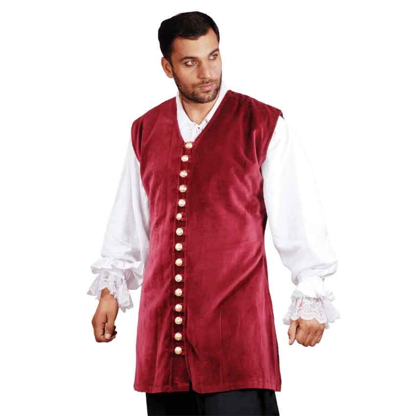 Plus Size Pirates Captain Benjamin Long Decorated Vest