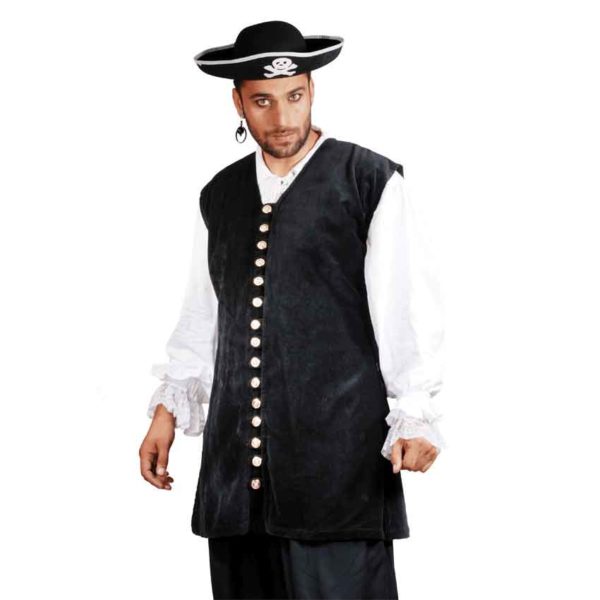 Pirates Captain De Lisle Black Long Vest