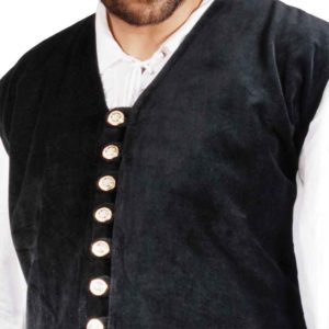 Pirates Captain De Lisle Black Long Vest