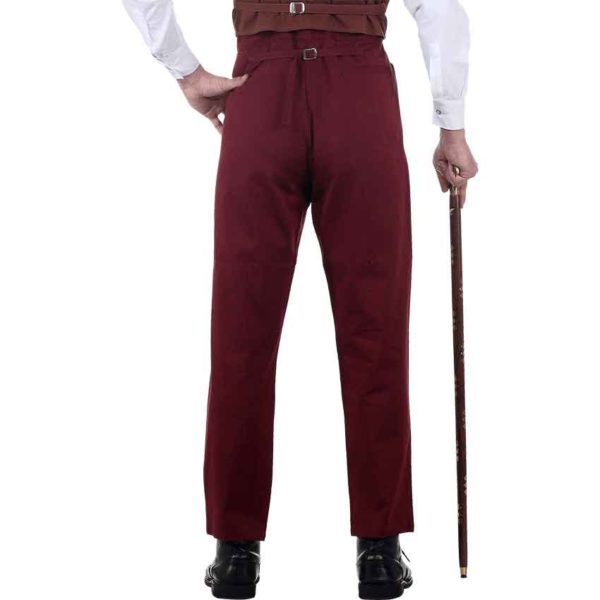 Classic Maroon Steampunk Trousers