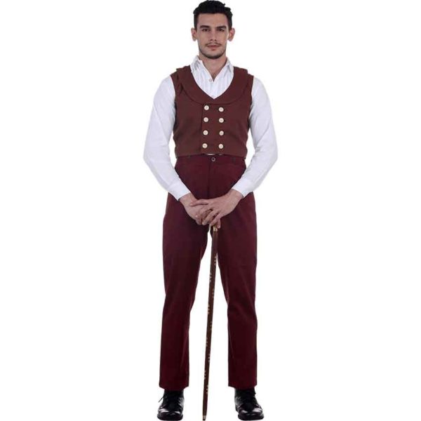 Classic Maroon Steampunk Trousers