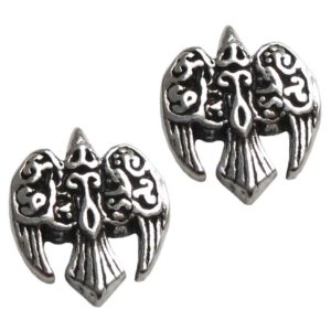 Silver Morrigan Raven Stud Earrings