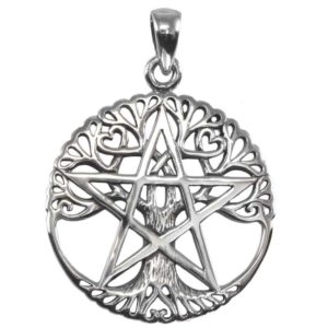 Silver Cut Out Tree Pentacle Pendant