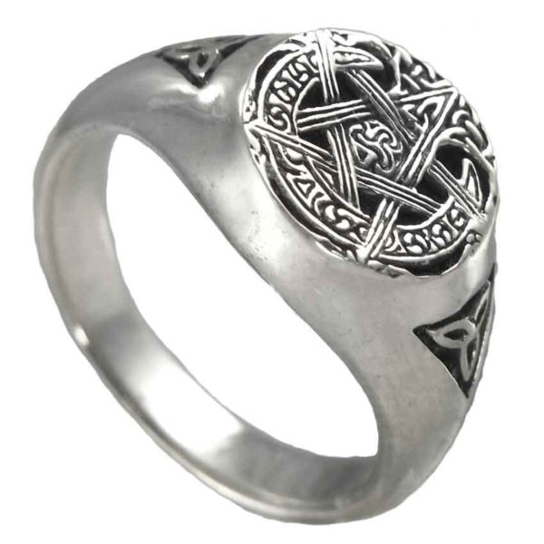 Silver Moon Pentacle Ring