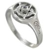 Silver Crescent Moon Pentacle Ring with Rainbow Moonstone Accent