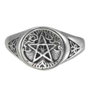 Silver Tree Pentagram Ring