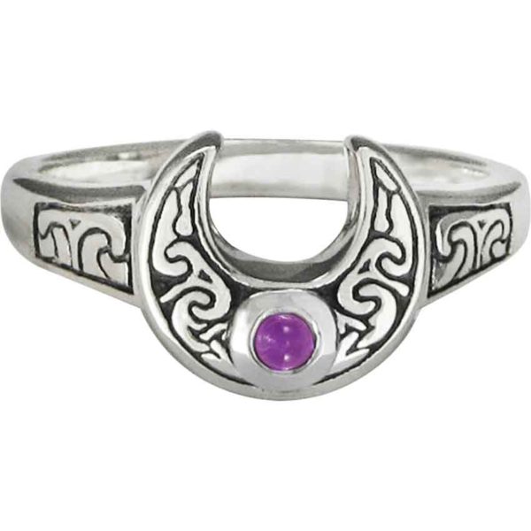Horned Moon with Amethyst Ring