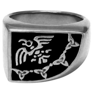 Sterling Silver Raven Banner Ring