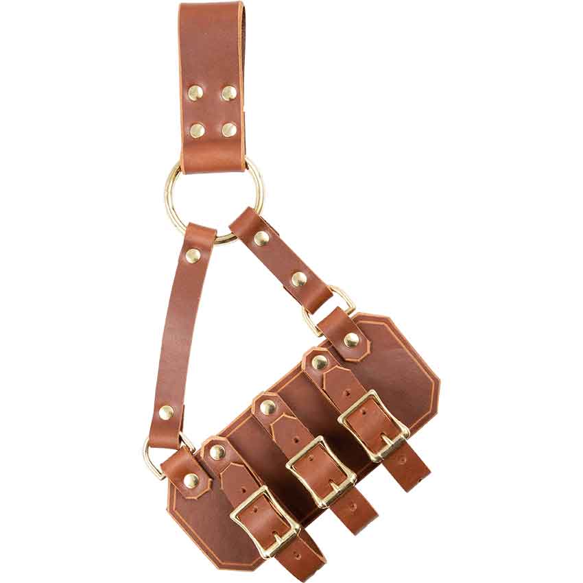 TAN LEATHER BELT WITH THREE  FROGS 