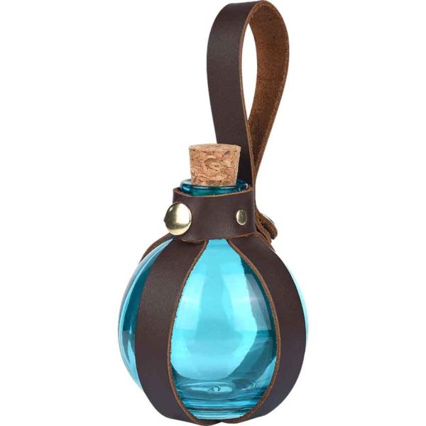 Round Glass Bottle with Holder