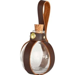 Round Glass Bottle with Holder
