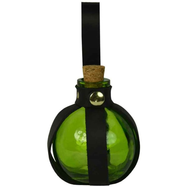 Round Glass Bottle with Holder