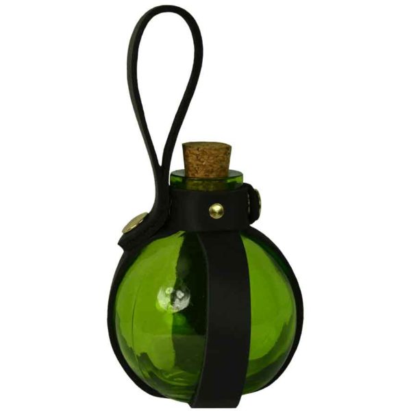 Round Glass Bottle with Holder