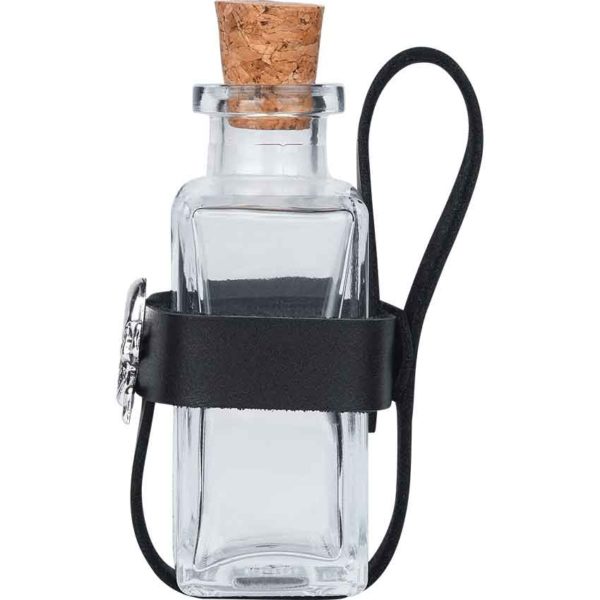 Glass Pirate Bottle with Jolly Roger Holder