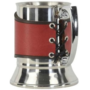 Skull & Crossbones Tankard with Leather Wrap