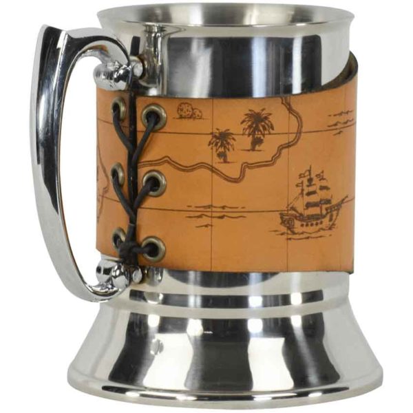 Pirate Map Tankard with Leather Wrap