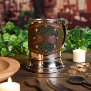 Celtic Tree of Life Tankard with Leather Wrap