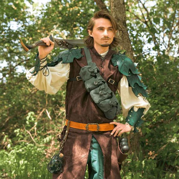 Elven Leaf Leather Pauldron Harness