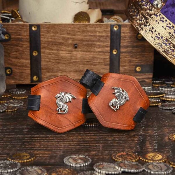 Winged Dragon Leather Wrist Cuffs