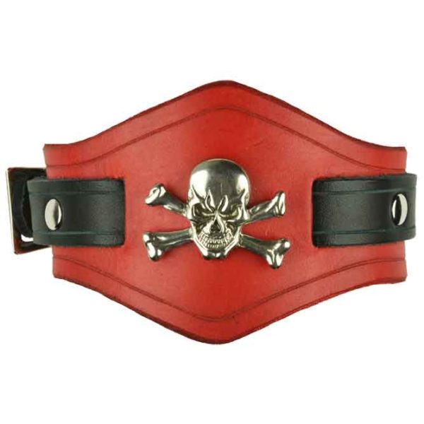 Jolly Roger Leather Wrist Cuffs