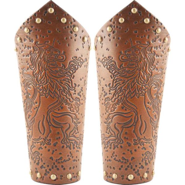 Rampant Lion Leather Arm Bracers