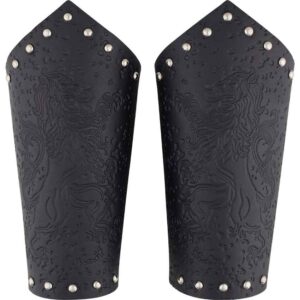 Rampant Lion Leather Arm Bracers