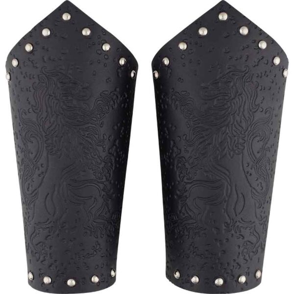 Rampant Lion Leather Arm Bracers