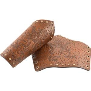 Rampant Lion Leather Arm Bracers