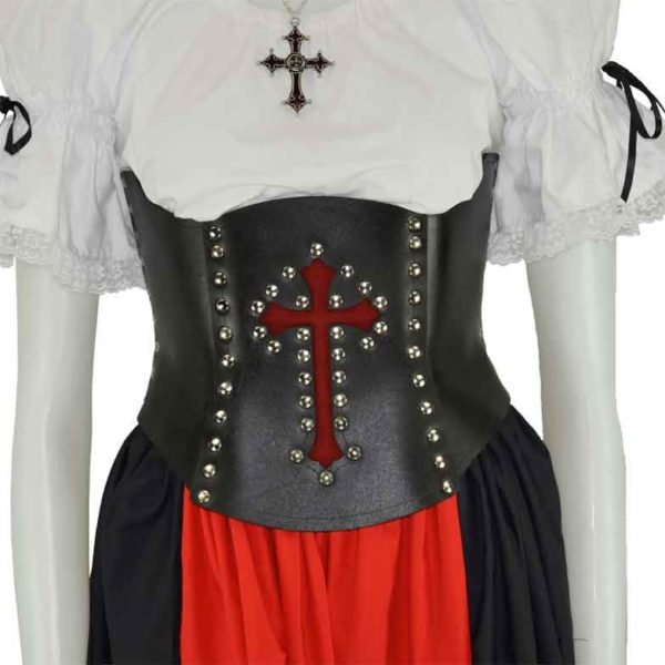 Gothic Cross Leather Under-Bust Corset