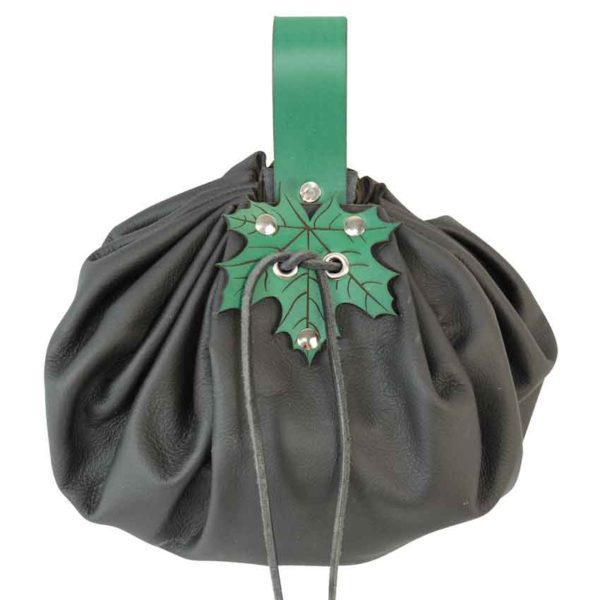 Large Round Pouch with Leaf Closure