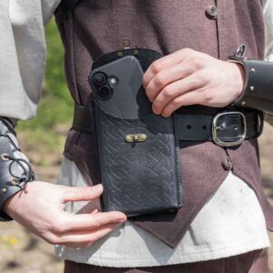 Celtic Leather Phone Holder with Clasp