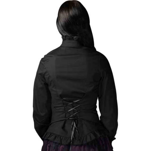 Gothic Victorian Black Ruffled Blouse