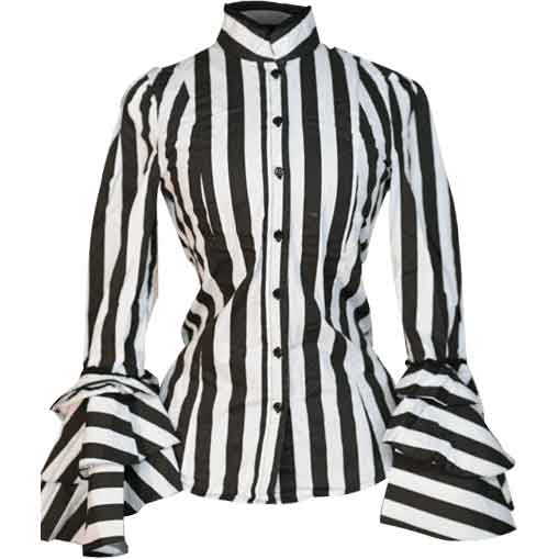 Gothic Striped Buckle Blouse