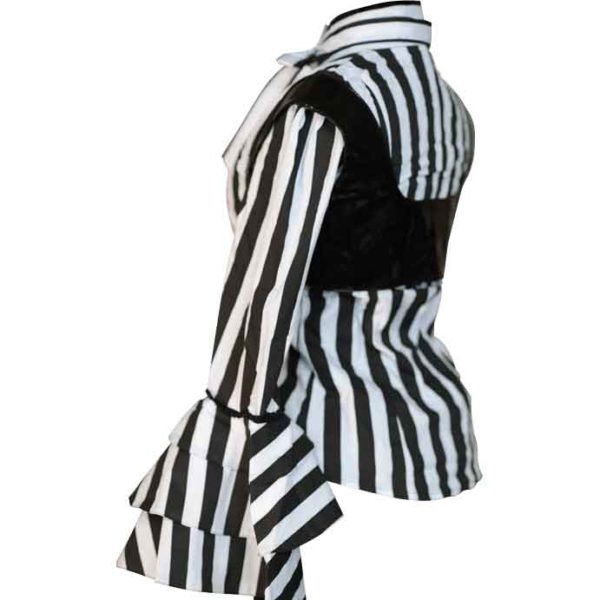 Gothic Striped Buckle Blouse
