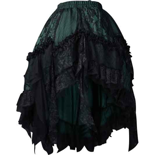Gothic Green and Black Ruffle Skirt