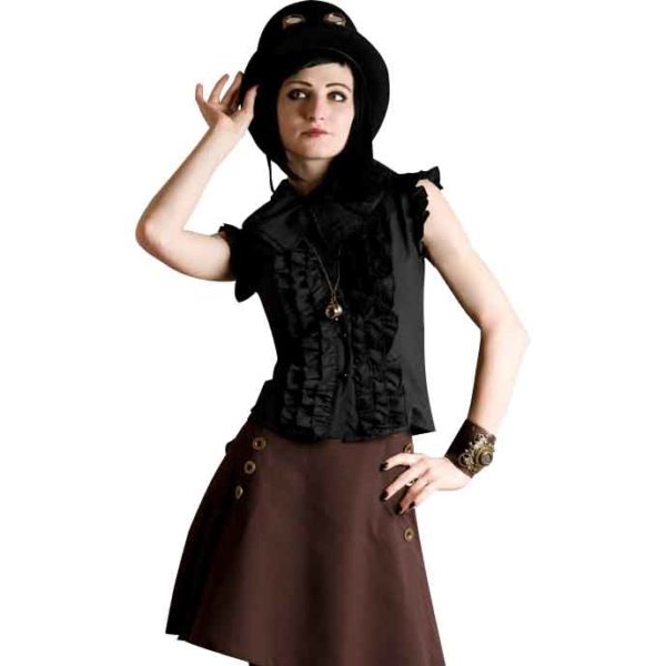 Steampunk Brown Ruffled Back Skirt
