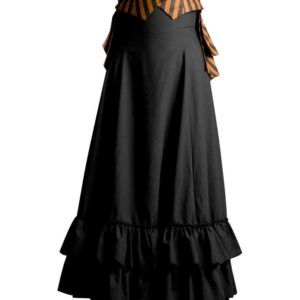 Gothic Long Black Bustle Skirt