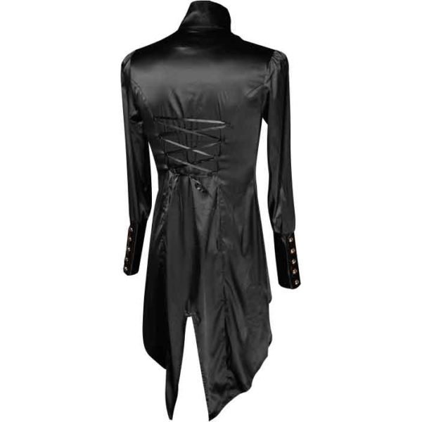 Gothic Black Satin Regal Tailcoat Shirt
