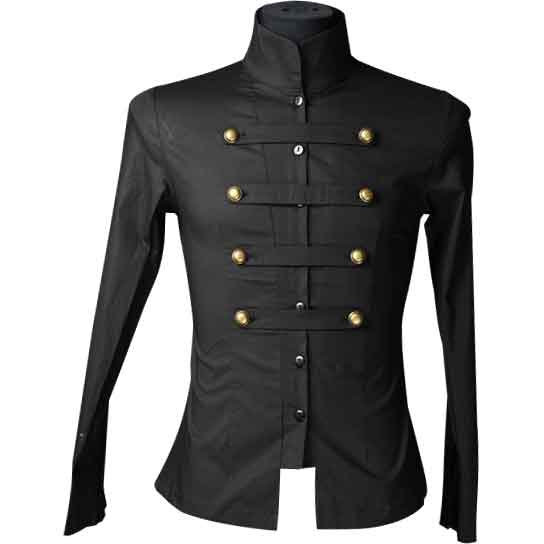 Gothic Black Cotton Naval Shirt