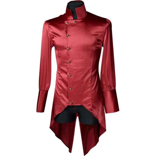 Gothic Red Satin Regal Tailcoat Shirt