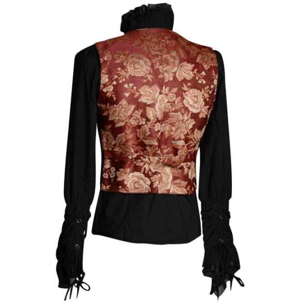 Gothic Black and Red Brocade Vest