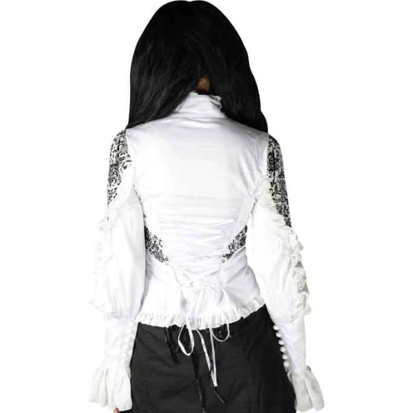 Black and White Brocade Blouse