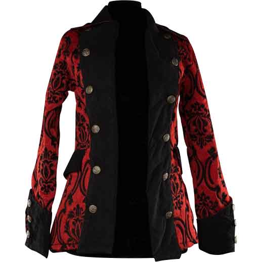 Red Brocade Lady Pirate Jacket