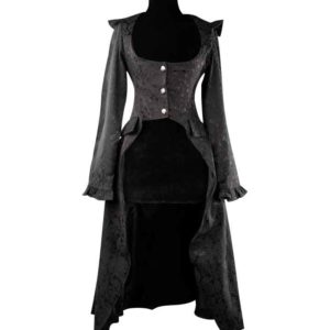 Black Brocade Elegant Aristocrat Coat
