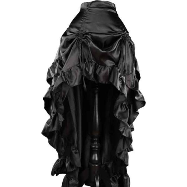 Black Satin Layered Bustle Skirt