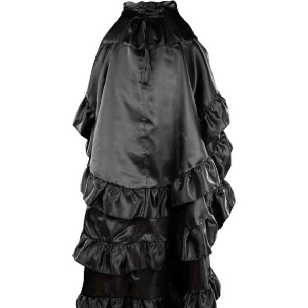 Black Satin Layered Bustle Skirt