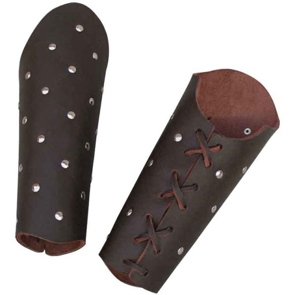 Studded Brown Leather Arm Bracers