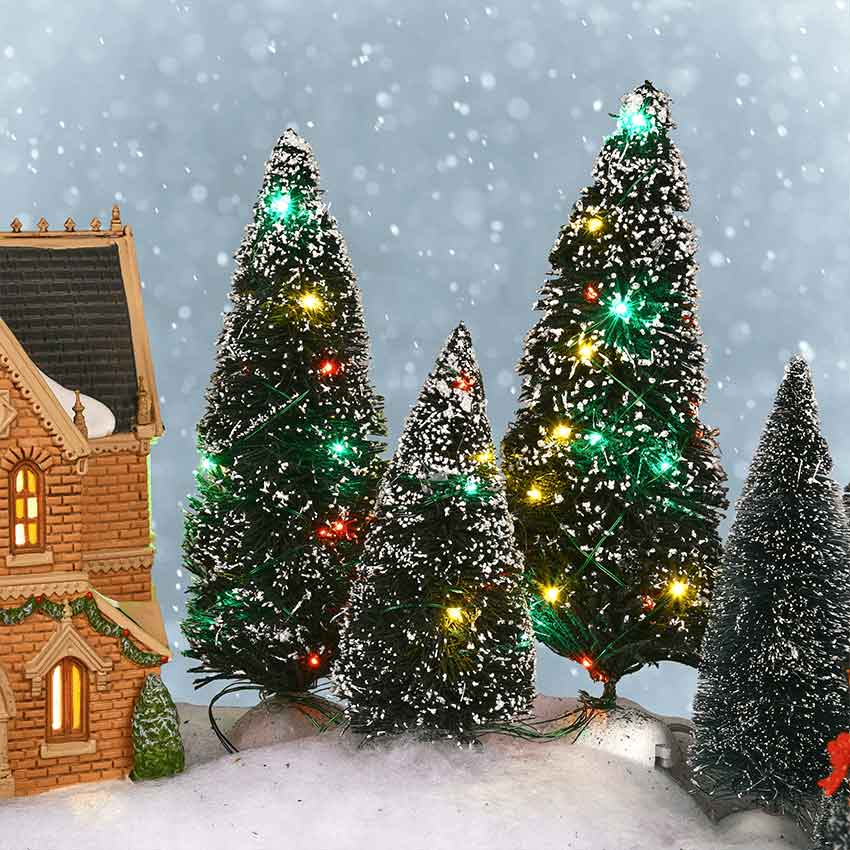 Twinkling Lit Green Trees - Village Landscapes and Trees by Department 56