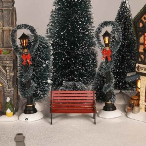 Red Wrought Iron Park Bench - Accessory Buildings and Figurines by Department 56